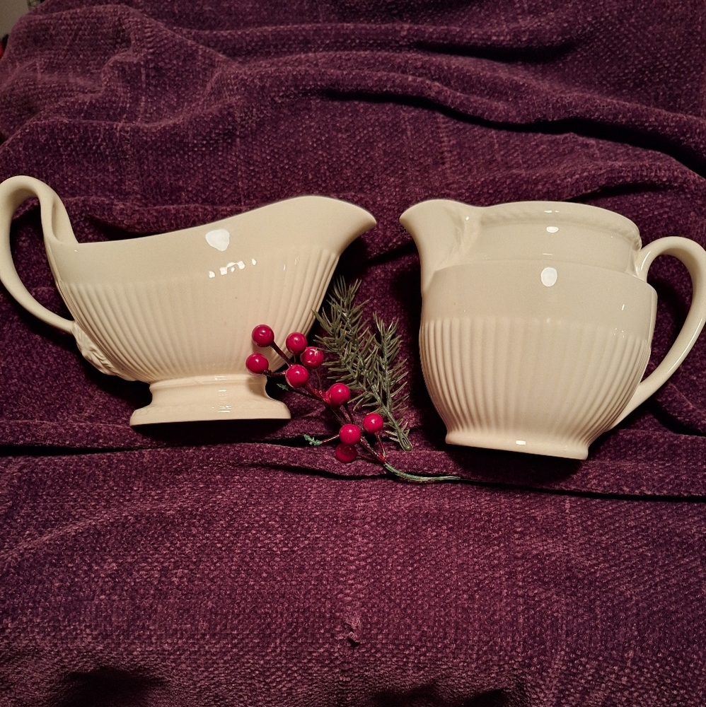 Wedgwood Of Etruria. Made In England.  Pitcher & Gravy Boat EDME .